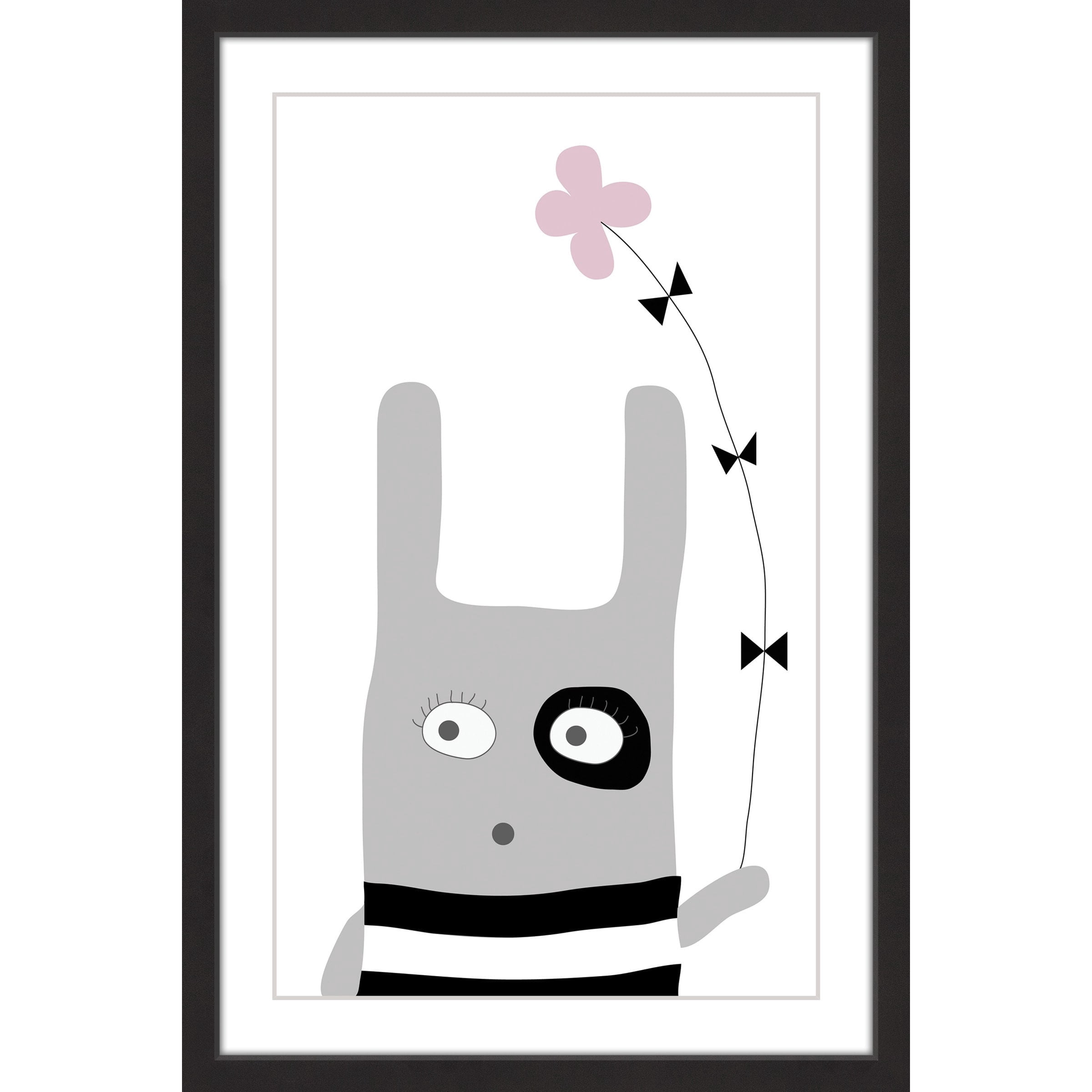 Marmont Hill "Bunny Flower Pink" by Katarina Snygg Framed Painting Print