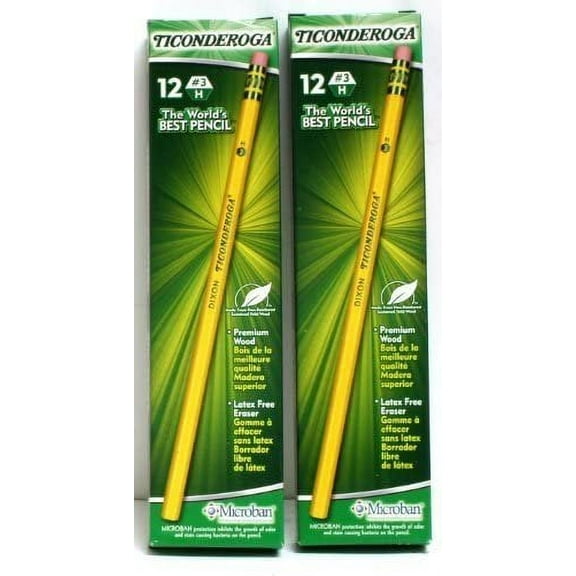 Dixon Ticonderoga Pencils, #2.5 Lead, Yellow, 24 Count, 2 Pack