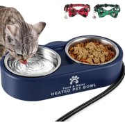 Heated Cat Bowl (46OZ) - Outdoor Waterproof Double Stainless Steel Bowl | Prevents Freezing, for Cats, Dogs, Birds, Ducks, Chickens & Outdoor Animals | Electronics Accessories