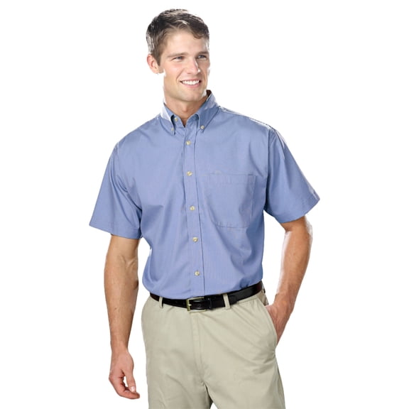 BlueGeneration Mens Short Sleeve Easy Care Poplin - Light Blue Small Solid