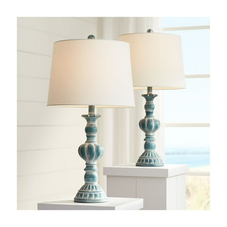 Regency Hill Traditional Table Lamps Set Of 2 Blue Washed