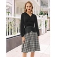 thumbnail image 2 of Blusa GRACE KARIN para mujer, cuello en V, manga larga fruncida, color negro S, 2 of 7