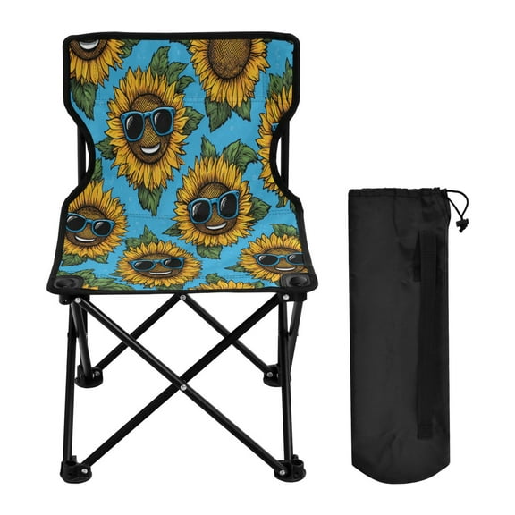 Folding Chair Camping Chair For Camping Picnicking Outdoor Beach and Travel Cool Blue Sunglasses Sunflowers
