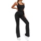 thumbnail image 1 of Mono Deportivo de Yoga para Mujer, Sin Mangas, con Escote en V, Ribete de Encaje y Cuello Halter, con Medias Acampanadas. Negro Sin Almohadilla L, 1 of 10
