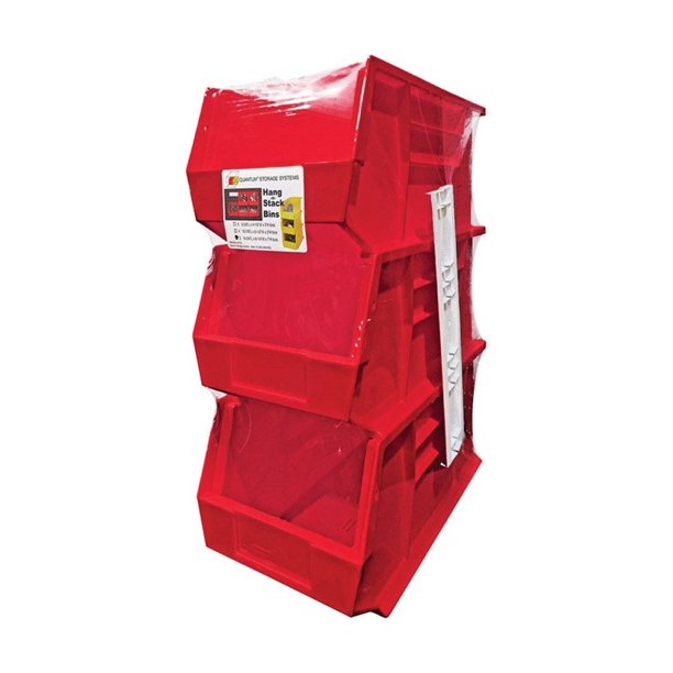 HANG STACK BINS RED 3PK