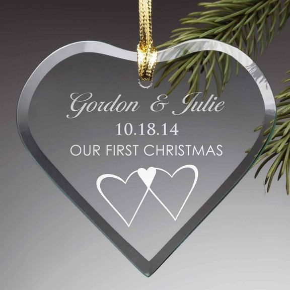 Personalized Christmas Glass Ornament - Our First
