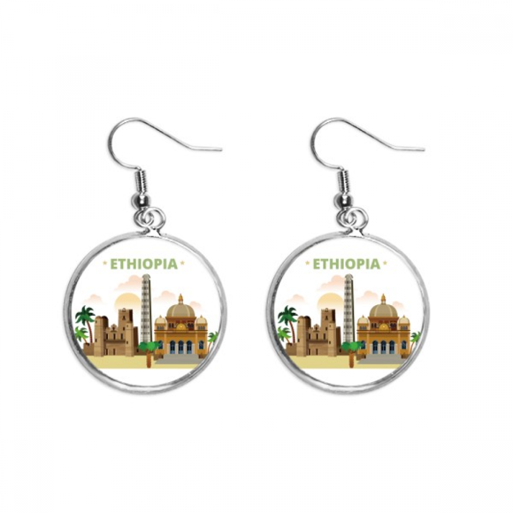 City Castle Ethiopia Ear Dangle Silver Drop Earring Jewelry Woman