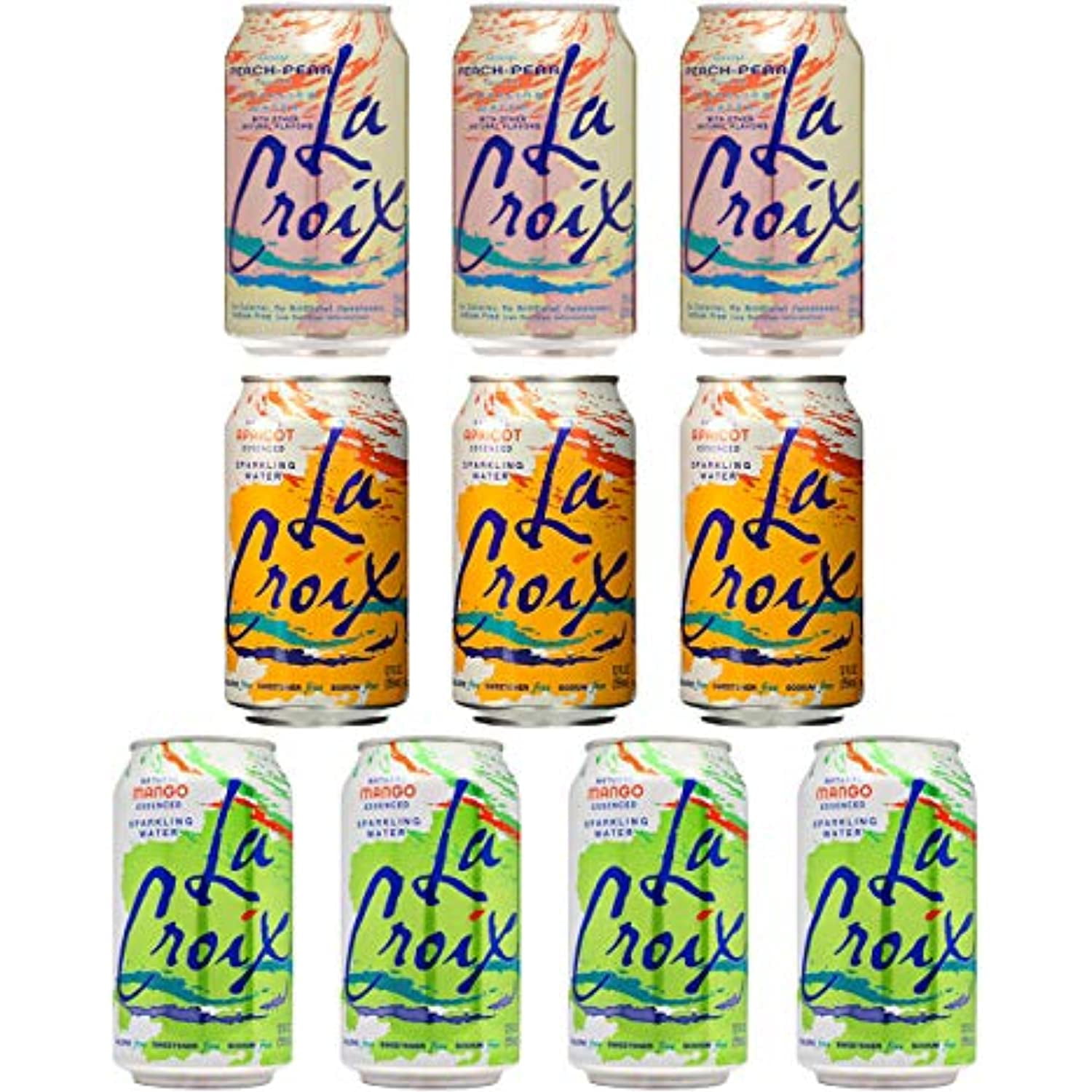 La Croix Mango, PeachPear, Apricot Variety Pack, 12Oz Cans (10Pack