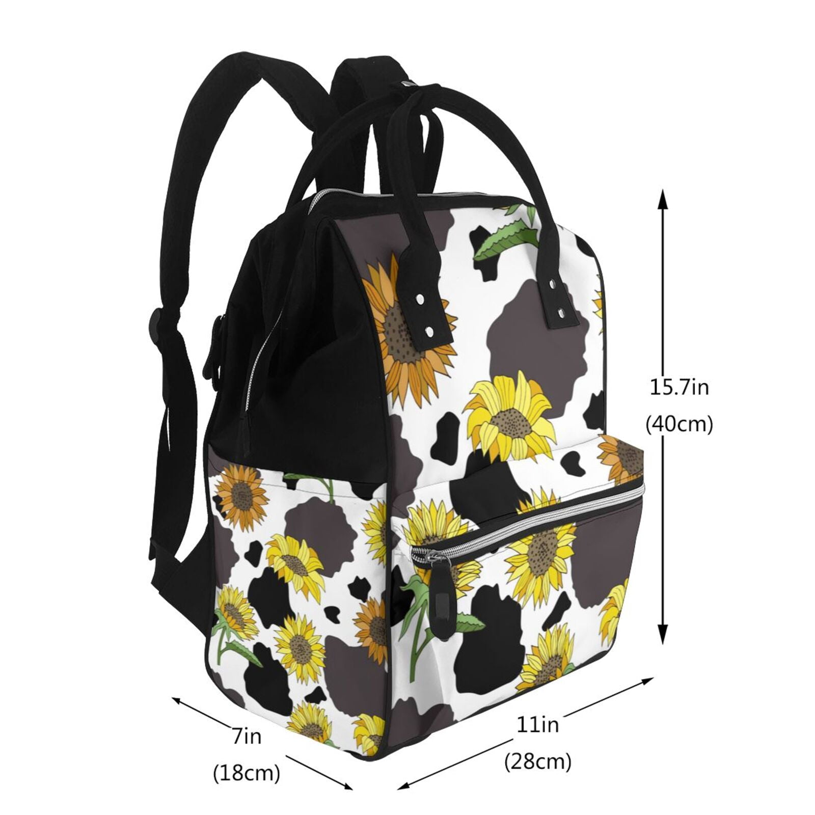 Ratiio Sunflowers Country Mummy Backpack - Waterproof Twill Canvas, Large Capacity Diaper Bag with Multiple Pockets and Adjustable Straps