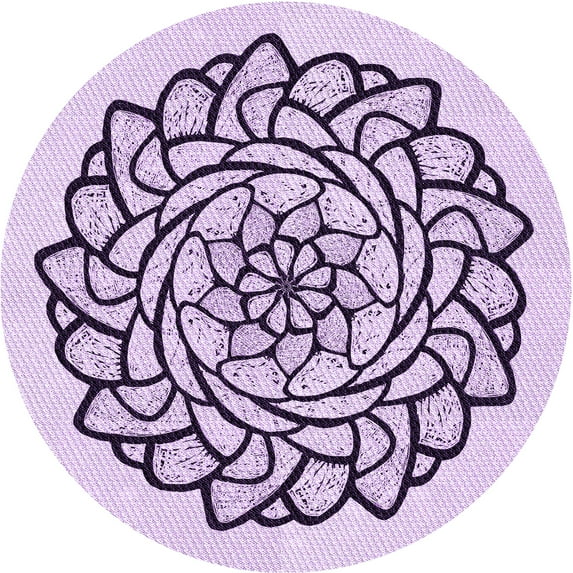 Ahgly Company Indoor Round Patterned Purple Flower Purple Area Rugs, 3' Round