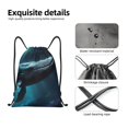 thumbnail image 5 of Drawstring Backpack - Vintage Blue Pattern Whale Splash Proof Small Drawstring Gym Bag for Women Men, Cinch Sports String Bag Backpack for Travel Swimming Beach, 5 of 8