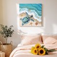 thumbnail image 4 of Canvas Wall Art, Ocean Turtle Framed Canvas Prints for Bedroom Office, Gradient Turquoise Wave Starfish Beach Large Gallery Wrapped Wall Decor for Home Office, Gifts, 16"x16" Ship Next Day, 4 of 9