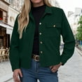 thumbnail image 2 of felwors Womens Fashion Cropped Corduroy Shackets Button Down Jackets Tops Fall Trendy Long Sleeve Shirts Green, L, 2 of 5