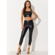 thumbnail image 2 of Chaleco Con Cuello En U Para Mujer, Sin Mangas, Para Fiesta, Clubwear, Camiseta Corta Metálica Brillante Negro brillante XS, 2 of 5