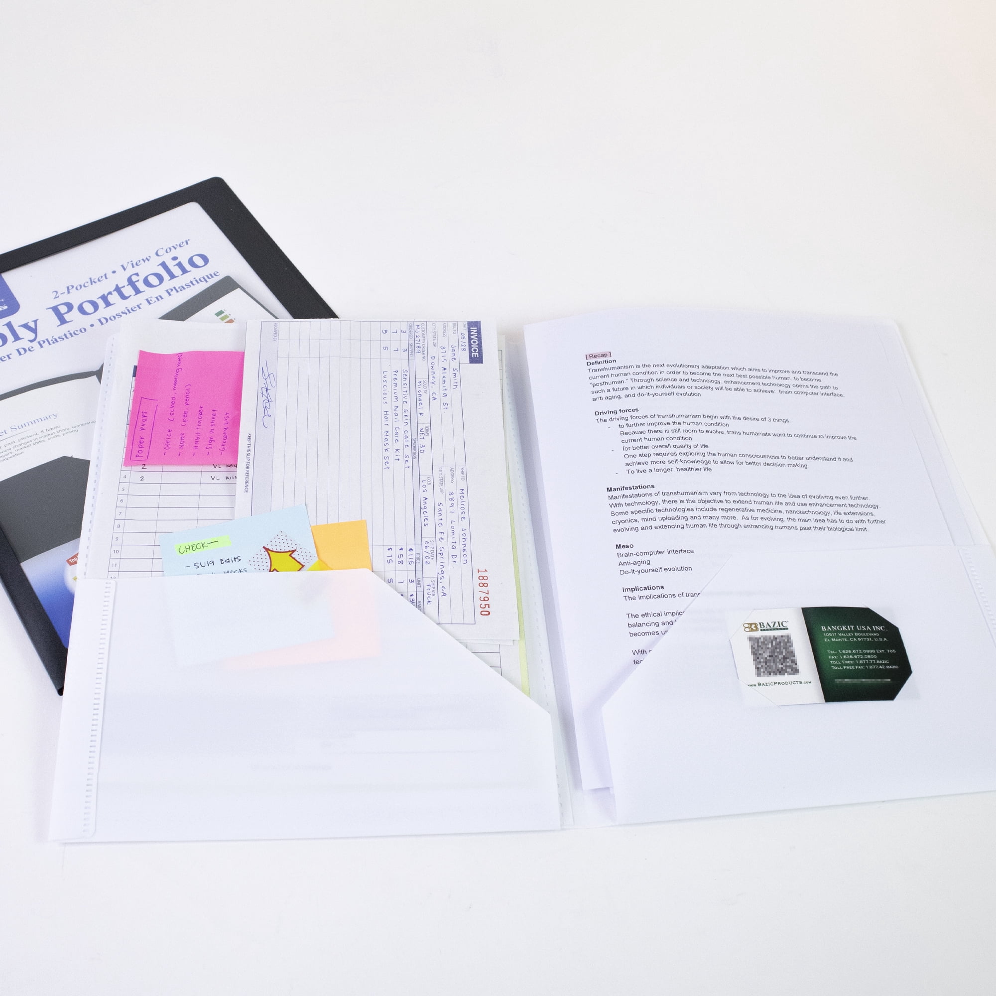 BAZIC 2 Pockets Poly Folder Portfolio w/ View Cover, Document Folders, 48-Pack