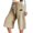Khaki, variant on Corduroy Capri Pants for Women Summer Elastic Waist Drawstring Wide Straight Leg Casual Cropped Pants with Pockets