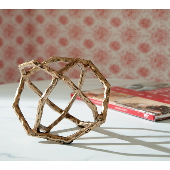 Signature Design by Ashley Laddington Sculpture, Antique Brass Cast Aluminum Geometric Tabletop Decor