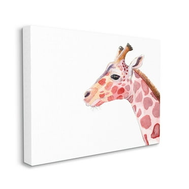 Calm Giraffe Portrait Red Brown Safari Animal 20 in x 16 in Painting Canvas Art Print, by Stupell Home Décor