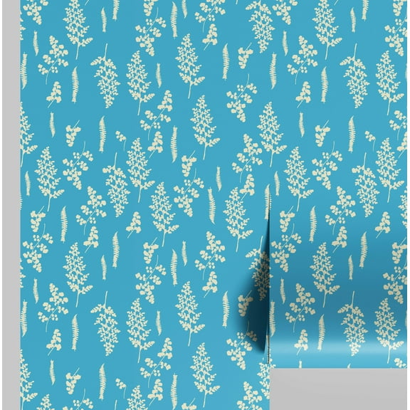 S4sassy Removable Contemporary Blue Wall Decor, Abstract Bloom Print Textured Contact Paper for Walls, Cabinets, Self Adhesive Vinyl Wallpaper Roll, Waterproof Contact Paper for Walls - 25"x60" inch