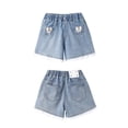 thumbnail image 4 of Ruyang Tween Girls Distressed Raw Hem Denim Shorts Teen Girls Elastic Waist Straight Leg Jean Shorts Kids Y2k Summer Denim Shorts, 4 of 5