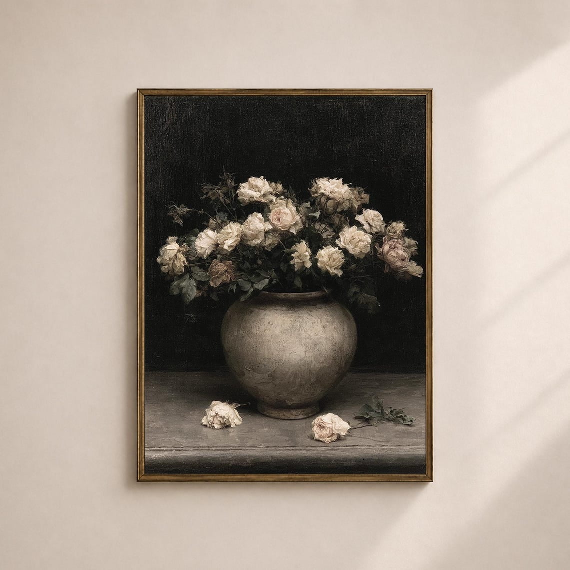 Dark Floral Wall Art Print Vintage Rose Still Life Moody Victorian Living Room And Gallery Wall Decor