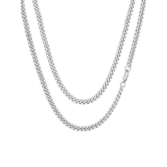 FaithHeart Chunky Miami Cuban Link Chain Necklace for Men Stainless Steel Hip Hop Chains Necklaces 6mm Width 20 Inches Length Jewelry Gift for Father Brother Birthday Christmas