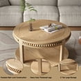 thumbnail image 3 of 31.5" Round Solid Wood Coffee Table with 2-Tier Storage Shelf, Modern Circle Center Table with Thickened Top & Sturdy Wood Legs for Living Room, Natural Wood, 3 of 7