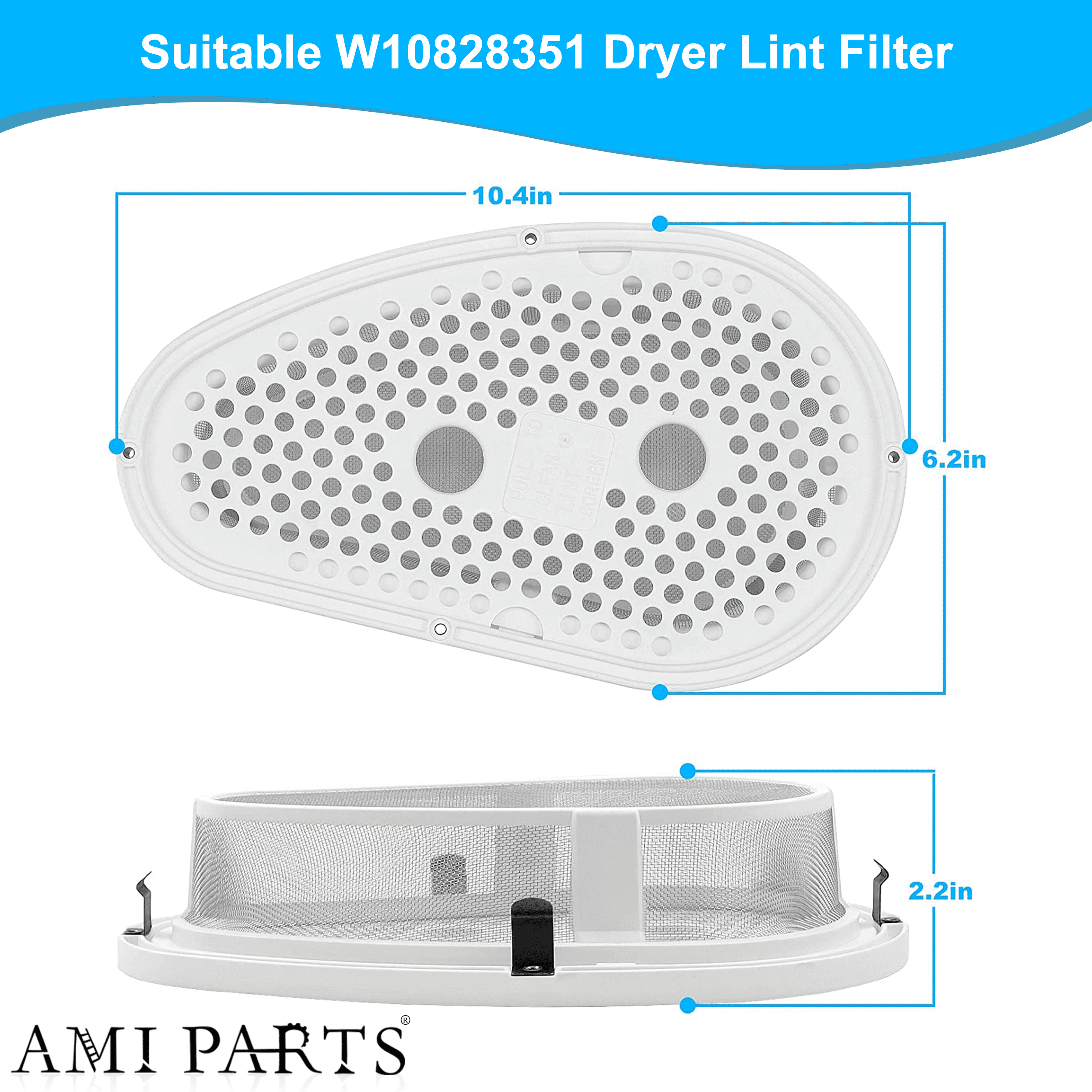 W10828351 Trockner-Fusselfilter Mit Abdeckung – Ersatz Für Whirlpool, Kenmore & Mehr
