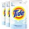 Tide Free and Gentle Pouches Liquid Laundry Detergent Soap, HE, 93 Total Loads (Pack of 3) - Unscented and Hypoallergenic for Sensitive Skin, Free and Clear of Dyes and Perfumes