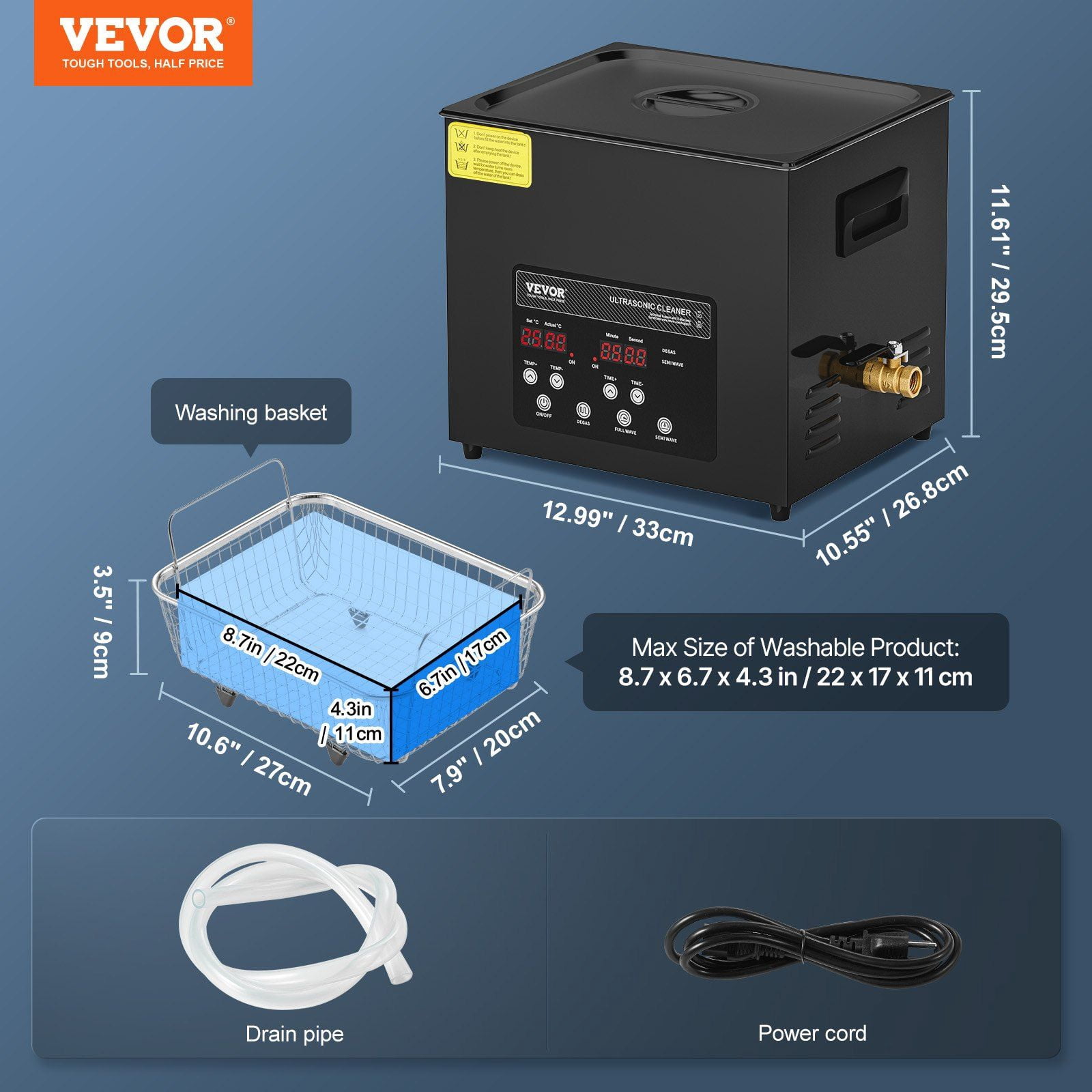 10L Ultrasonic Cleaner, 240W Digital Cleaning Machine with Gentle Mode & Upgraded Degassing, 40kHz Industrial Ultrasound Cleaner with Heater & Timer for Jewelry, Tools, Retainers & More