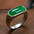 thumbnail image 2 of QQTDFG Green Stone Signet Ring for Men Women Stainless Steel Wedding Band Size 7-12-Silver Green-12, 2 of 9