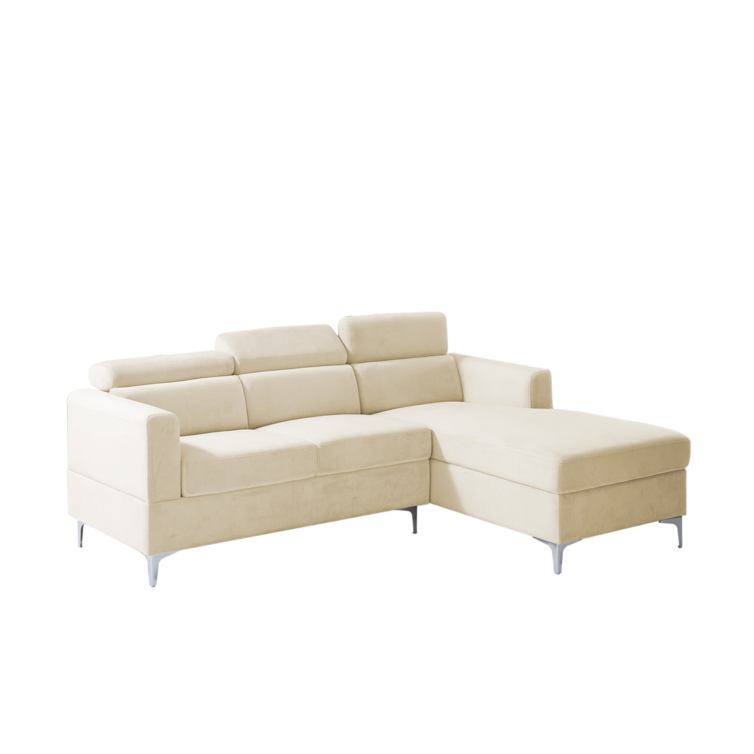 Kadyn 83.4" Sectional Sofa Couch, velvet Sectional Sofa Futon for Living Room, Modern Sectional Sofa, Beige