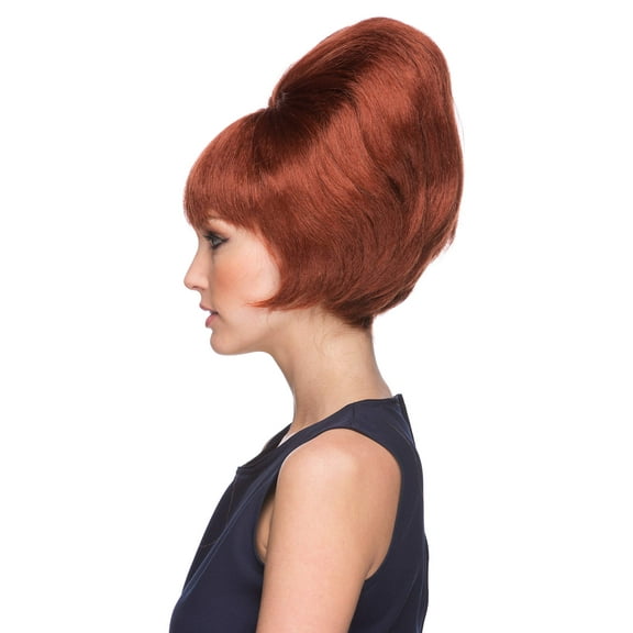 Beehive Wig Color Auburn - Sepia Wigs B-52 1960s Theater Womans Ladies Beahive Side Curl Motown Dreamgirls Bundle MaxWigs Costume Care Booklet