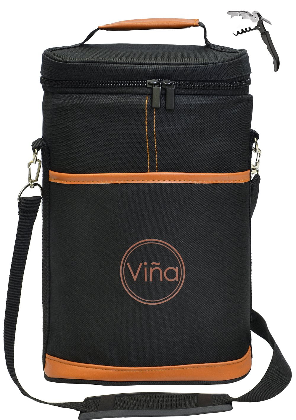 Vina 2-bottle Wine Carrier Bag Champagne Carrying Tote Bags Picnic Cooler Insulated Travel Wine ...