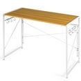 thumbnail image 4 of Gymax Folding Computer Desk Writing Study Desk Home Office w/ 6 Hooks Natural, 4 of 10