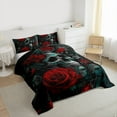 thumbnail image 3 of Homewish Anniversary Red Rose Bedding Comforter Set, Skeleton Skull Twin Comforter Sets, Gothic Romantic Theme Reversible Bedding Set, Lightweight Room Decor, 2 Pieces, 3 of 8