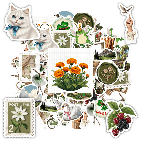 35pcs-70pcs Fairy Stickers Nature Vintage Stickers Ballet Animal Stickers for Luggage Laptop Notebooks