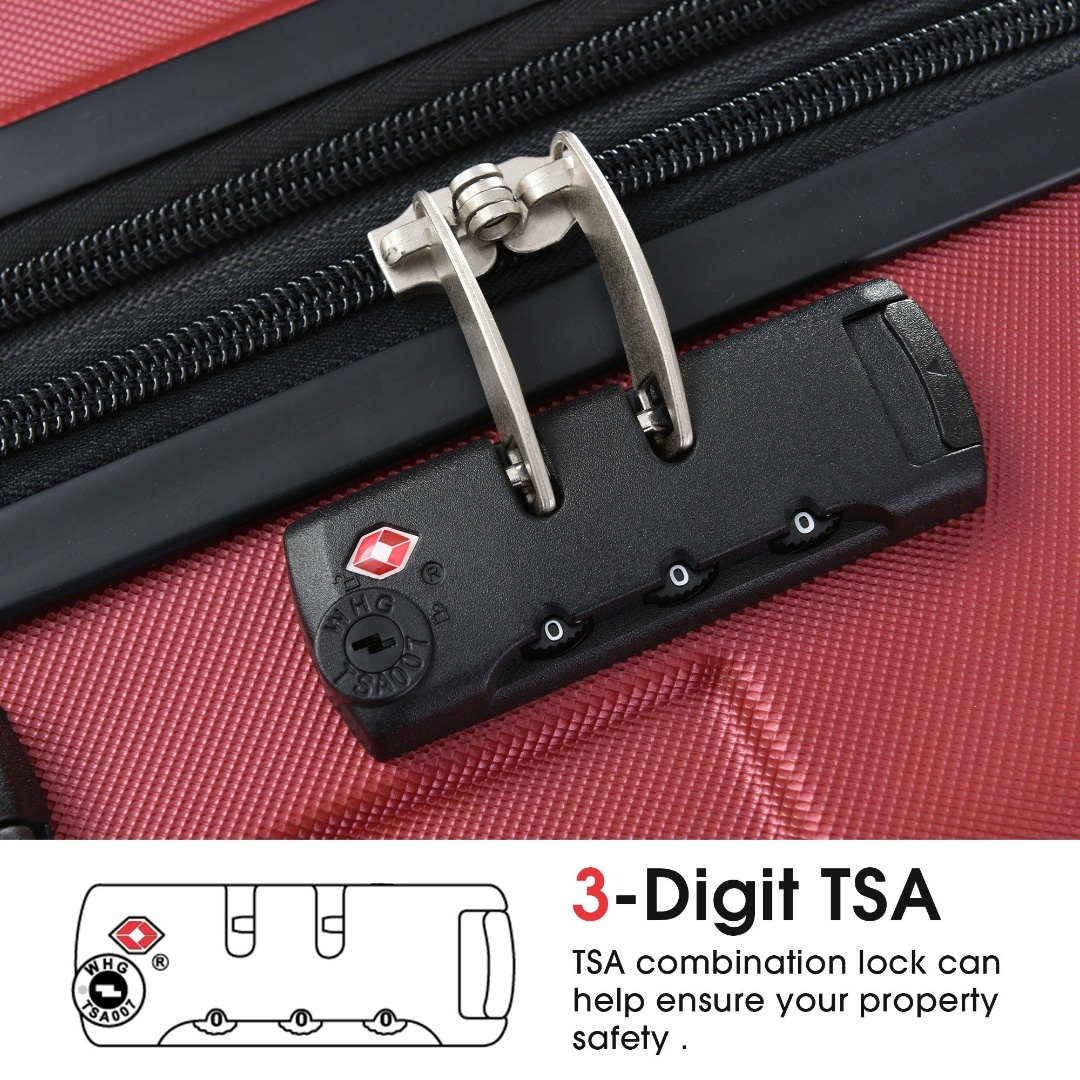 Yougu 28" Lightweight Hardshell Luggage ABS Suitcases with Double Wheels, Expandable Checked , (Red)