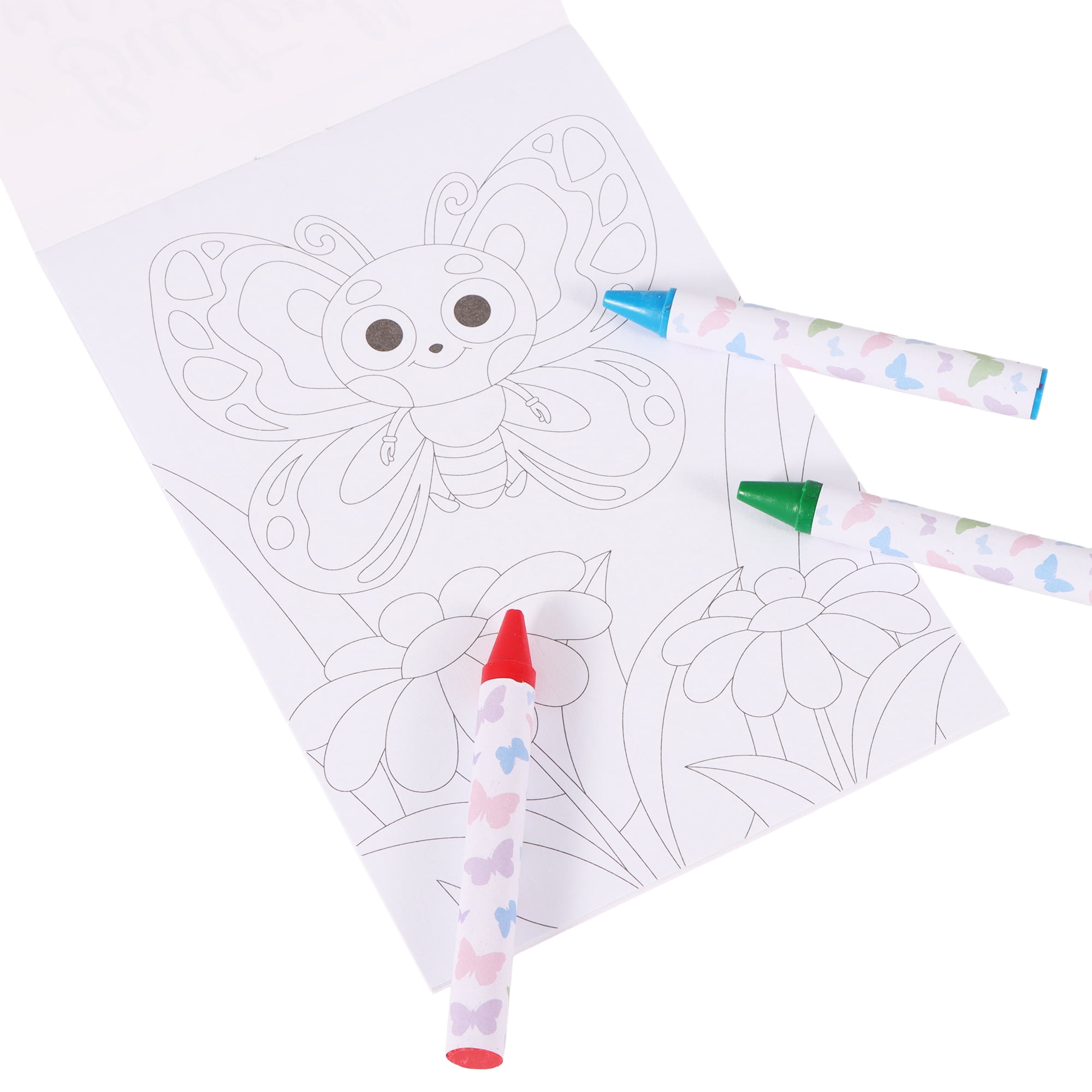 8 Set, Multicolor Butterfly Coloring Book, Party Favors, Includes: 8 Coloring Books, 8 Crayon Boxes, by Way To Celebrate
