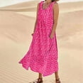 thumbnail image 2 of Robes d'Été pour Femmes en Lin Robe de Plage Décontractée Robe Midi avec Poches, 2 of 4