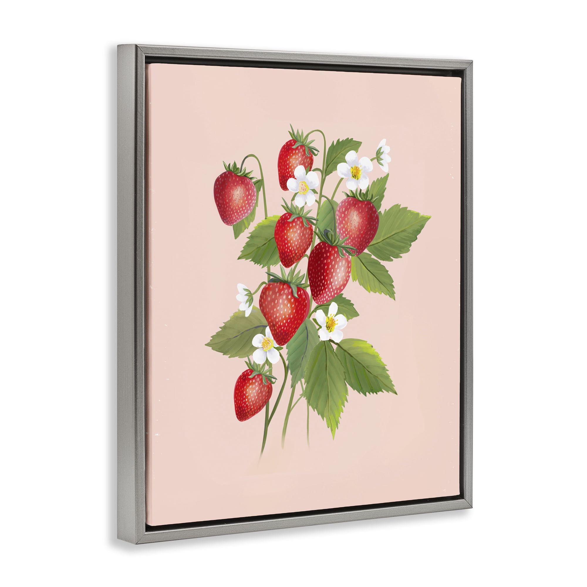 Stupell Industries Cottage Garden Strawberries Gray Framed Floater Canvas Wall Art, design by Diane Neukirch