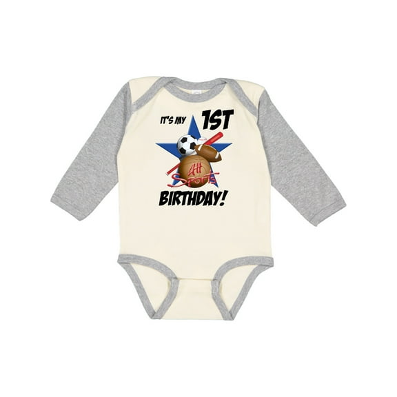 Inktastic 1st Birthday All Stars Boys Long Sleeve Baby Bodysuit