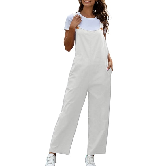 Women's Vintage Pants Overalls Adjustable Straps Loose Fit Wide Leg Comfortable Pockets For Gardening And Leisure
