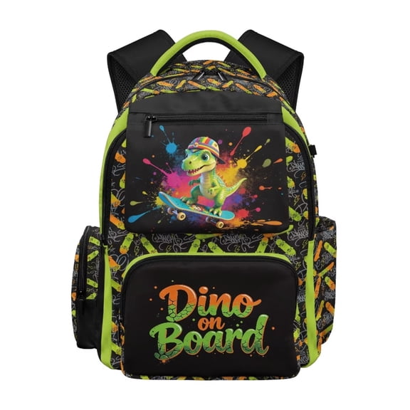 Pzuqiu Cool Dragon Schoolbag for Boys 17 Inch Lightweight Breathable School Bag for Kids Padded Straps Front Zipper Pocket 10-12 Years Old Primary,Middle High School