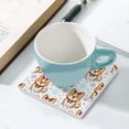 thumbnail image 5 of GZHJMY Square Drink Coasters, 6 Pcs Christmas Corgi Dog and Snowflakes Absorbent Ceramic Coffee Coasters for Drinks with Cork Base Housewarming Gift for Home Decor, 5 of 6