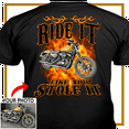 thumbnail image 2 of Motorcycle Personalized T-shirt, Biker custom photo t-shirt, funny t-shirt gift for bikers Print on the back, ride it like you stole it (BK115), 2 of 5