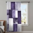 thumbnail image 4 of Purple Geometric Sheer Curtains 96 Inches Long, Vintage Oil Painting Contemporary Light Filering Curtains, Privacy Drapes Simi Floor to Veiling Curtain for Living Room Bedroom Large Window Treatment, 4 of 9