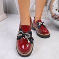 thumbnail image 5 of Vibrex Women Casual Shoes Women's Pointed Toe Loafers Bow Rhinestone Platform Sole Patent Leather Spring Shoes Women's Shoes,Size:6, 5 of 9