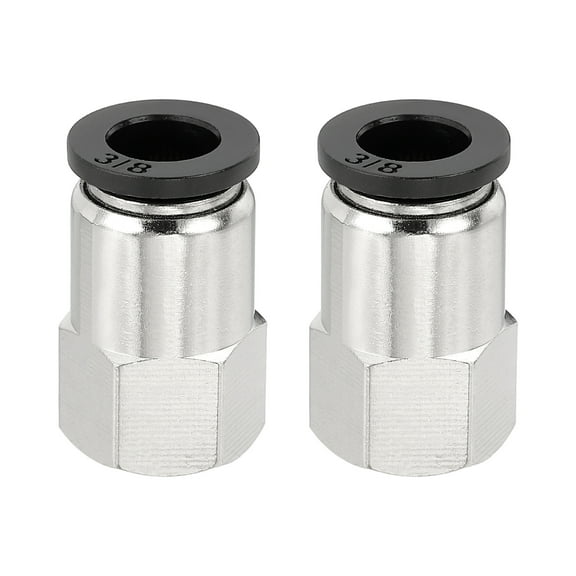 Uxcell 2 Pcs NPT Female 3/8 inch OD x 1/4" NPT Thread Push to Connect Fittings, Black