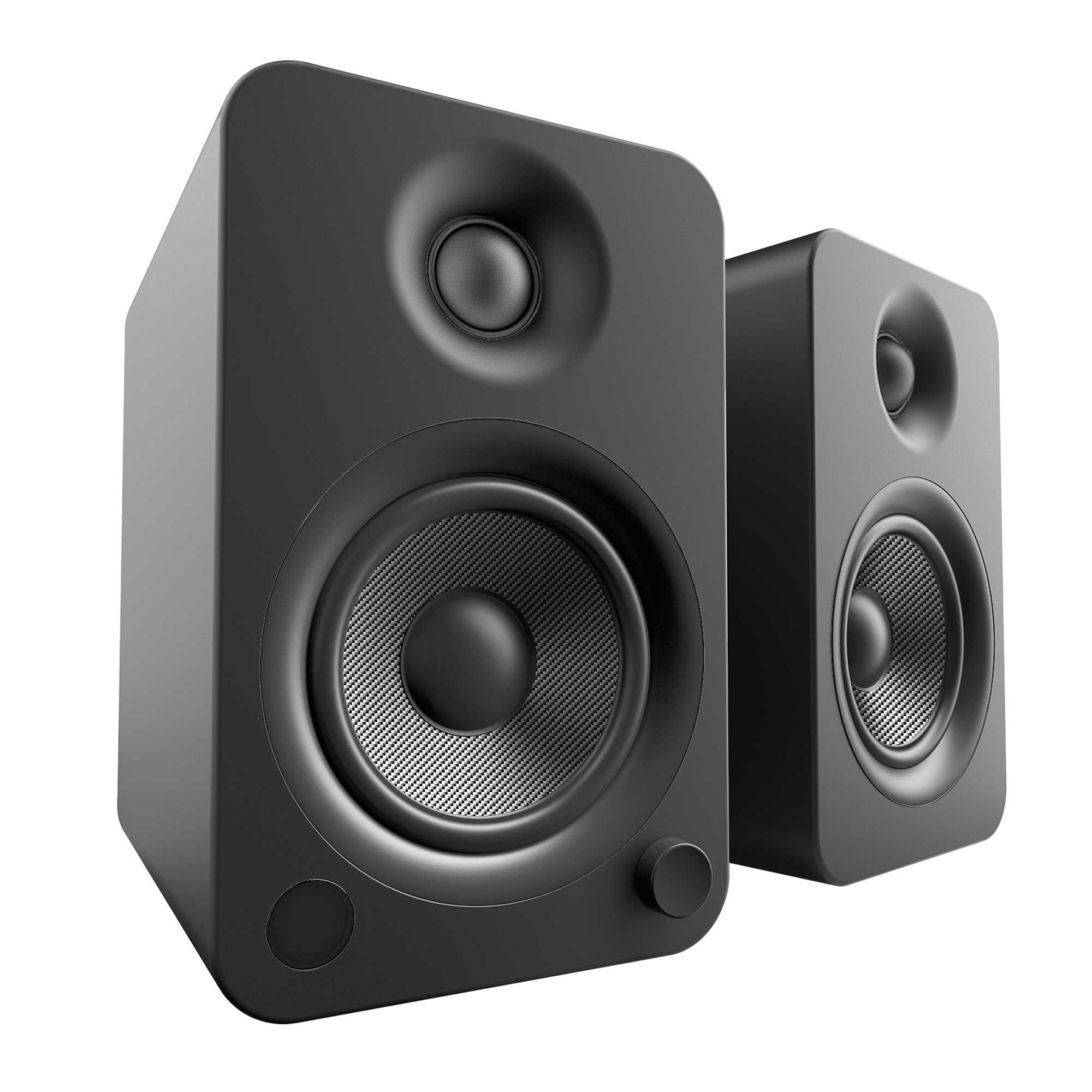 Kanto YU4MB YU4 Matte Black Powered Speakers with Bluetooth, Pair, with Pair of SP32PL 32" Floor Speaker Stands, Black